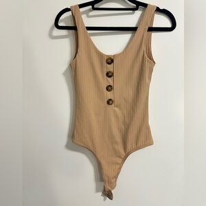Streetwear Society Beige Ribbed Bodysuit